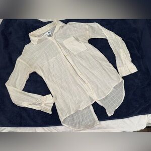 Old Navy Cream Checkered Button-Up Shirt